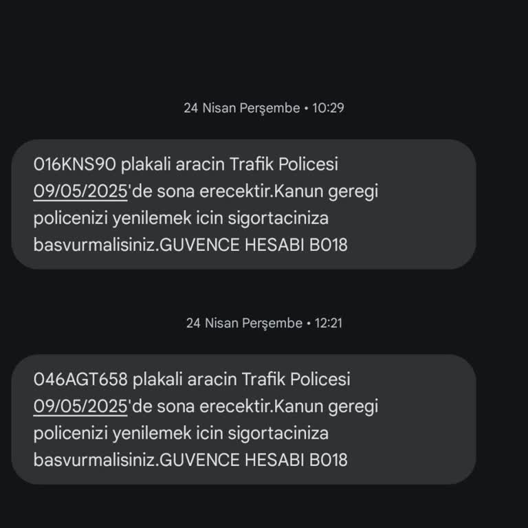 Adıma Ait Olmayan Araçlar İçin Yanlış SMS Bilgilendirmesi