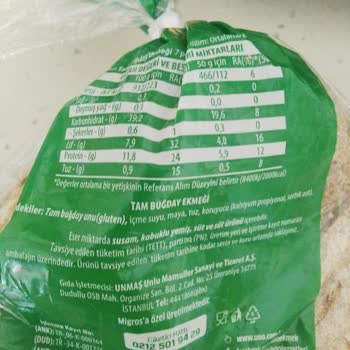 Unmaş Unlu Mamüller Ağzımda Acı Tat Bırakan Tam Buğday Ekmeği Hayal Kırıklığı!