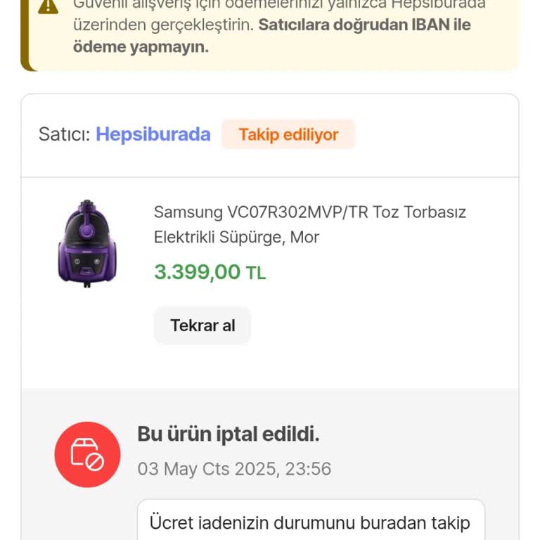 İptal Edilen Ürünün Ücreti İade Edilmedi Ulaşamıyorum