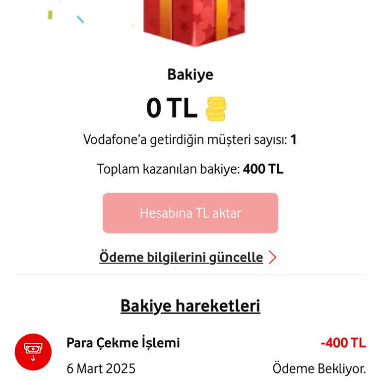 Vodafone'un Kampanya Ödülünü Hâlâ Alamadım