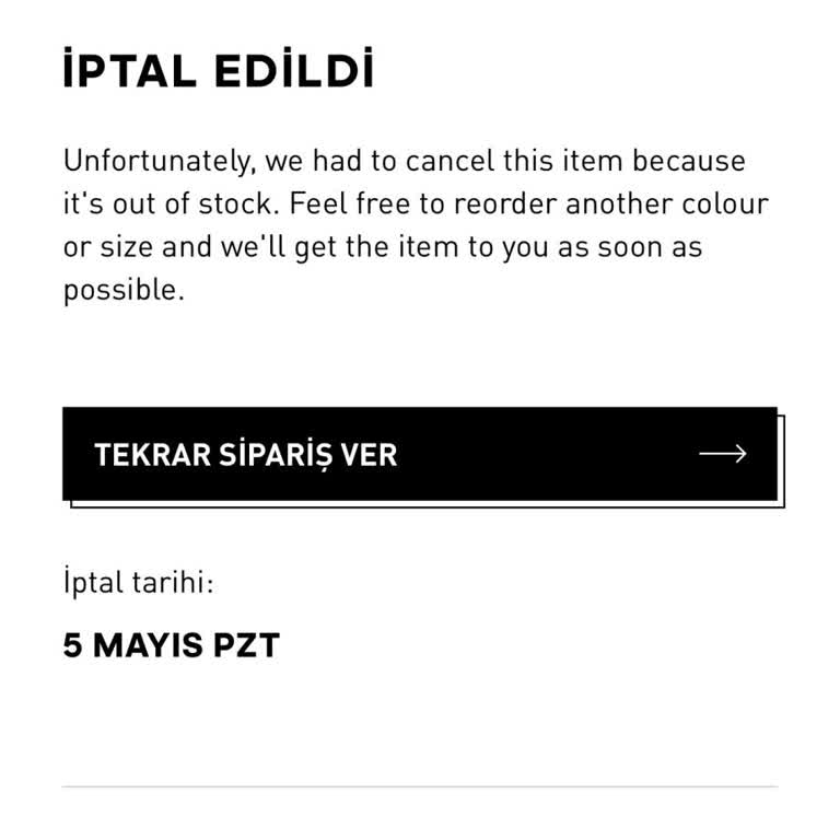 Siparişim İptal Edildi, Param Gecikmeli İade Edildi