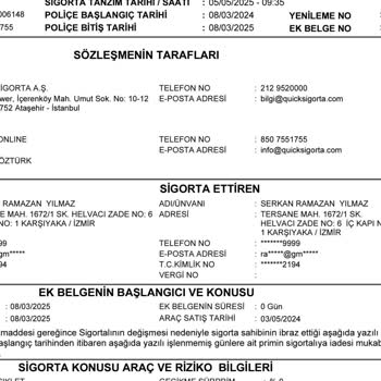 Satış Sonrası Motor Sigortası Üzerinden Haksız Fatura Ve İcra İşlemi