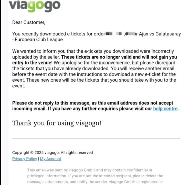 Viagogo storniert Ticket kurz vor Spielbeginn und zieht Geld rechtswidrig ein