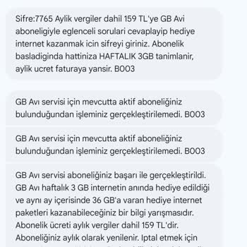 Vodafone GB Avı Oyununa Abone Oldum, Şifre Gönderilmedi Ve Destek Alamadım