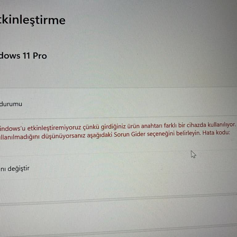 Satın Alınan Windows 11 Key Kullanılmış Çıktı, Destek Alınamıyor