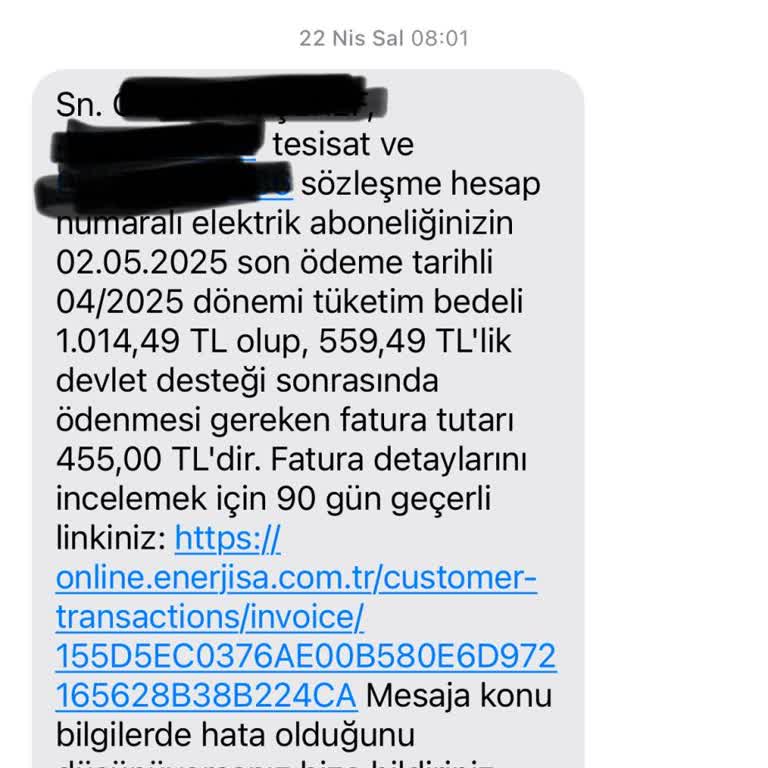 Enerjisa'dan Devlet Destekli Fatura Bildirimiyle İlgili Şüphelerim