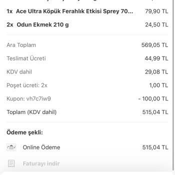 Yemeksepeti Market Siparişim Eksik Ve İade Sorunu