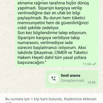 Sipariş Sonrası İlgisizlik Ve Mağduriyet Yaşadım