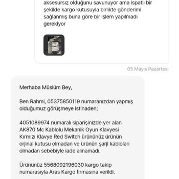 İade Edilen Kutulu Ürünüm Eksik Ve Kutusuz Denilerek Reddedildi, Mağdur Edildim