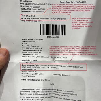 Arızalı Çay Makinesi İçin Yetersiz Hizmet Ve İade Sorunu