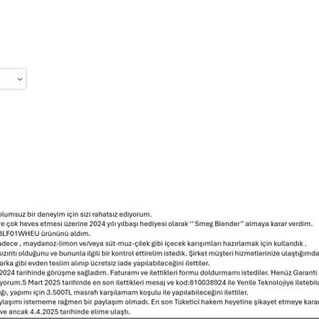 Smeg Blender'da Yağ Sızıntısı Ve Boyner'den Yetersiz Destek