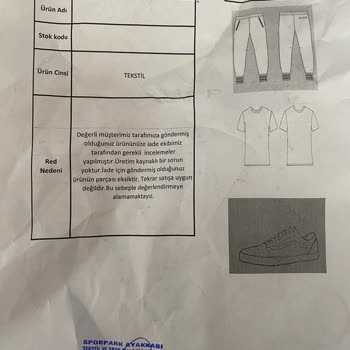Eşofman Takımında Deformasyon Ve Yetersiz Müşteri Hizmeti