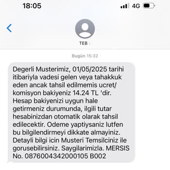 TEB'den Hatalı Borç Bildirimi: Hesabımda Borç Yok