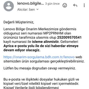 Lenovo Yetkili Servisten Yüksek Fiyat Ve Yanlış Kargo Mağduriyeti