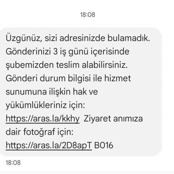 Aras Kargo Teslimat Mesajları Ve Şube İlgisizliği Mağduriyet Yaşattı