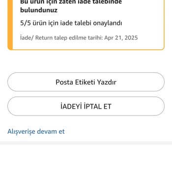 Amazon'dan Alınan Üründe Para İadesi Sorunu