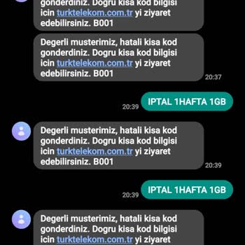1 Hafta 1GB Paketinin İptali Gerçekleşmiyor, Hata Alıyorum
