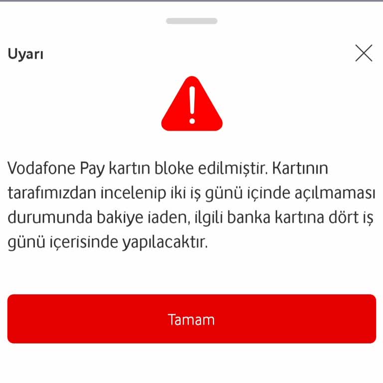 Vodafone Pay Kartıma Sebepsiz Yere Bloke Kondu