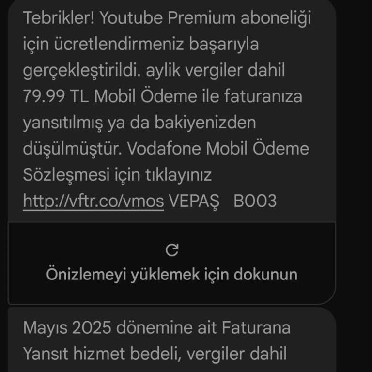 Vodafone Pay İle Yenilenen Youtube Premium Aboneliğim Aktif Edilmedi