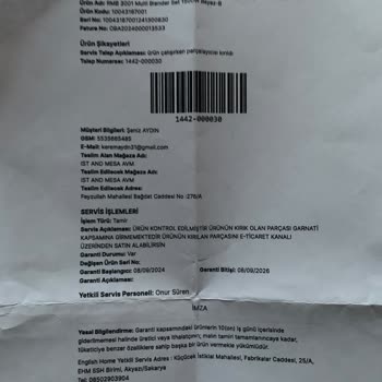 Garanti Kapsamındaki Mutfak Robotu Kırıldı, Kullanıcı Hatası Denilerek Mağdur Edildim