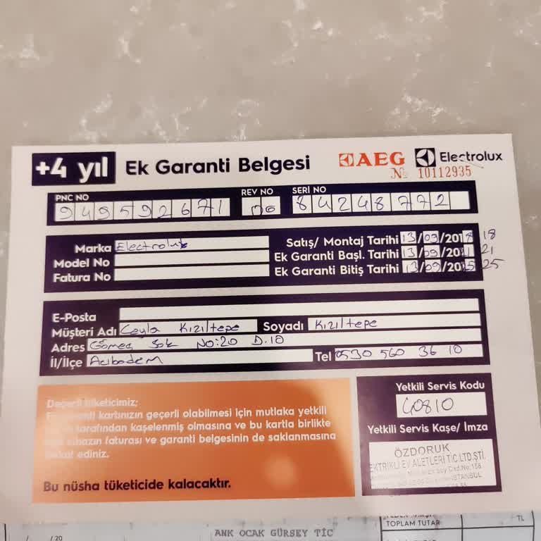 Electrolux Garanti Süresi Hakkında Yaşanan Mağduriyet Ve Müşteri Hizmetleri İlgisizliği