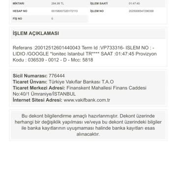 Bilgim Dışında Yapılan Ödeme İşlemi İçin Açıklama Ve İade Talebi