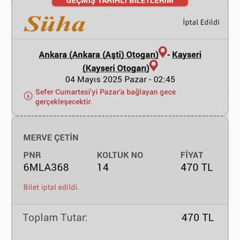 İptal Hakkı Olmayan Bileti Sistem Neden İptal Ettirdi