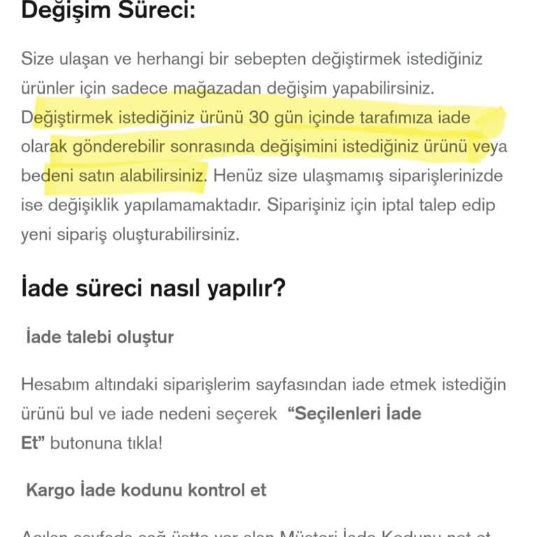Dagi Online Satış Sitesinde Değişim Süresi Bilgisi Yanıltıcı