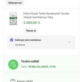 Felicia Pet Food Kedi Maması Son Siparişlerde Kedilerimde Kusma ve Tüy Dökülmesine Sebep Oldu
