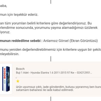 Yanlış Ürün, İade Sorunu Ve Müşteri Yorumunun Yayınlanmaması Hayal Kırıklığı Yarattı