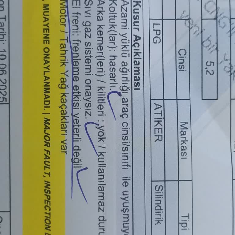 Araç Muayenesinde Azami Yük Ağırlığı Nedeniyle Ağır Kusur Ve Noterde Bilgi Eksikliği