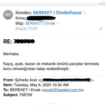 Bereket Sigorta Mekanik Arıza Teminatı Konusunda Mağduriyet