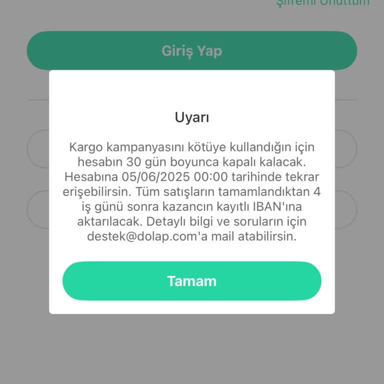 Dolap'ta Pokemon Kartı Satışım Nedeniyle Haksız Hesap Kapatılması