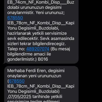 Beko Arızalı Buzdolabım Yerine Düşük Model Gönderildi, Mağduriyetim Giderilmiyor