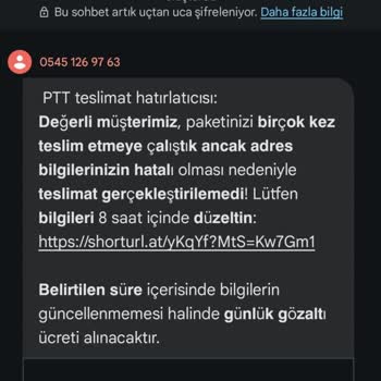 PTT Teslimat Hatırlatıcı Adı Altında Şüpheli Mesajlar Ve Sahte Bağlantı Uyarısı