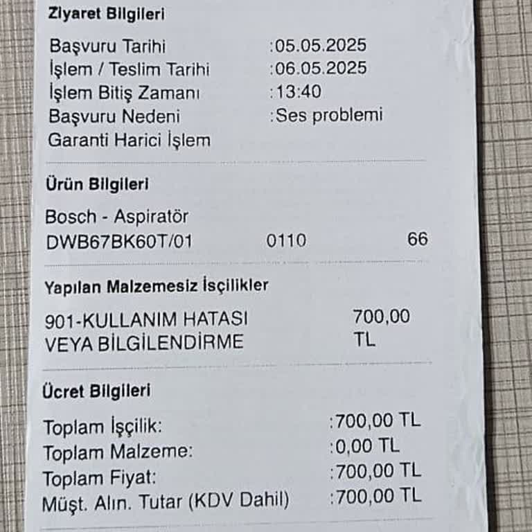 Garanti Kapsamında Olmayan Soruna Yüksek Servis Ücreti Şoku