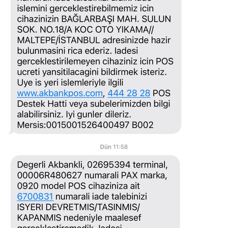 Akbank Pos Cihazı İadesinde Sürekli Sorun Ve Yanıltıcı Mesajlar