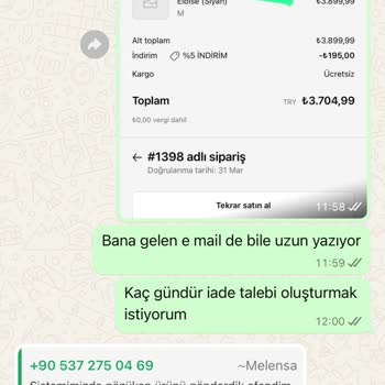 Yanlış Ürün Gönderildi, Hataları Kabul Edilmiyor Ve İade Yapılmıyor