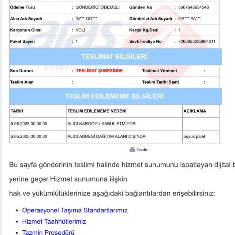 Aras Kargo Teslimat Sorunu Ve Tekrarlayan Mağduriyet