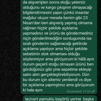 Siparişim Gönderilmiyor, Stok Sorunu Ve İletişimsizlik Mağduriyeti