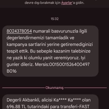 Akbank Kampanyasında Teknik Arıza Mağduriyeti