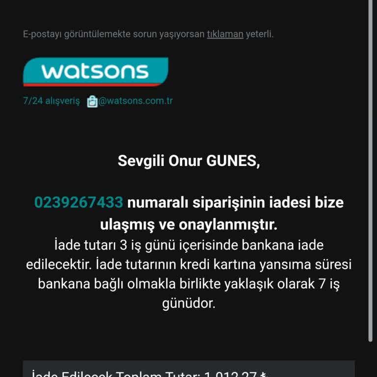 Siparişimin Sebepsiz Ve Bilgilendirmesiz İptal Edilmesi