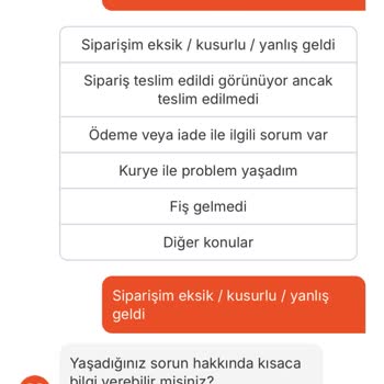 Eksik Siparişe Çözüm Bulunmuyor