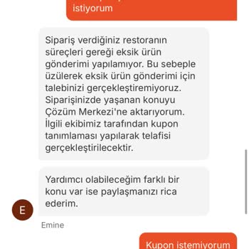 Eksik Siparişe Çözüm Bulunmuyor