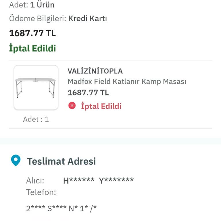 Sebepsiz Sipariş İptali Nedeniyle Mağduriyet