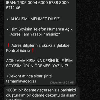 Ürün Gönderilmedi, Sürekli Farklı IBAN'lara EFT Talebi Ve Mağduriyet