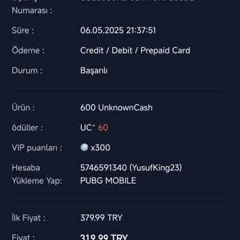 Yanlış Hesaba UC Gönderimi Sonrası İade Talebi