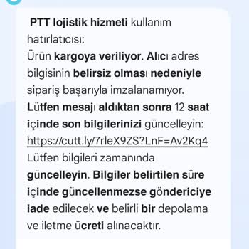 Adıma Gelen Yanıltıcı Kargo Mesajı Hakkında Şikayet