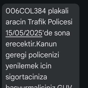 Adıma Kayıtlı Olmayan Araç İçin Yanlış Mesaj Ve Sorumluluk Reddi