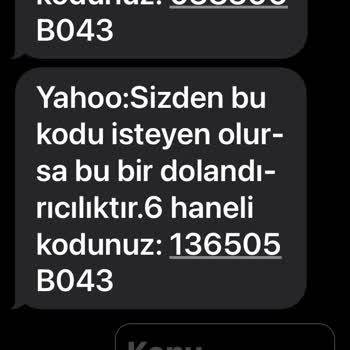 Yahoo Hesabım Olmamasına Rağmen SMS İle Doğrulama Kodları Geldi